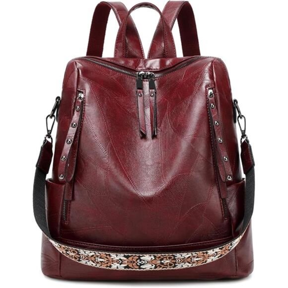 Fashion Backpack for Women Vegan Leather Red - Picture 1 of 6